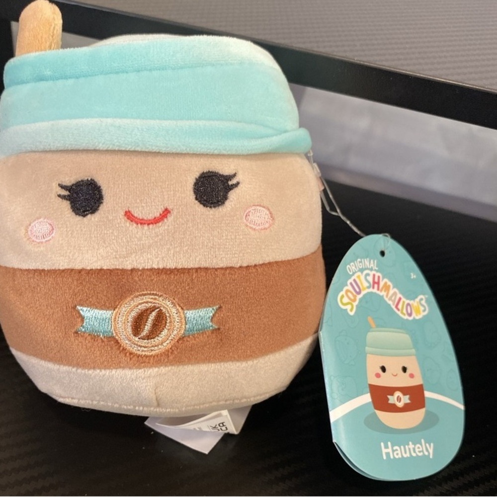 Squishmallows Hautely Coffee Plush with Blue and Brown Design